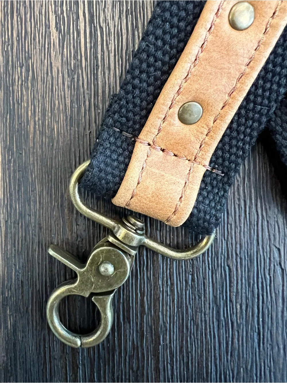KG Leather and Canvas Studded Shoulder Strap